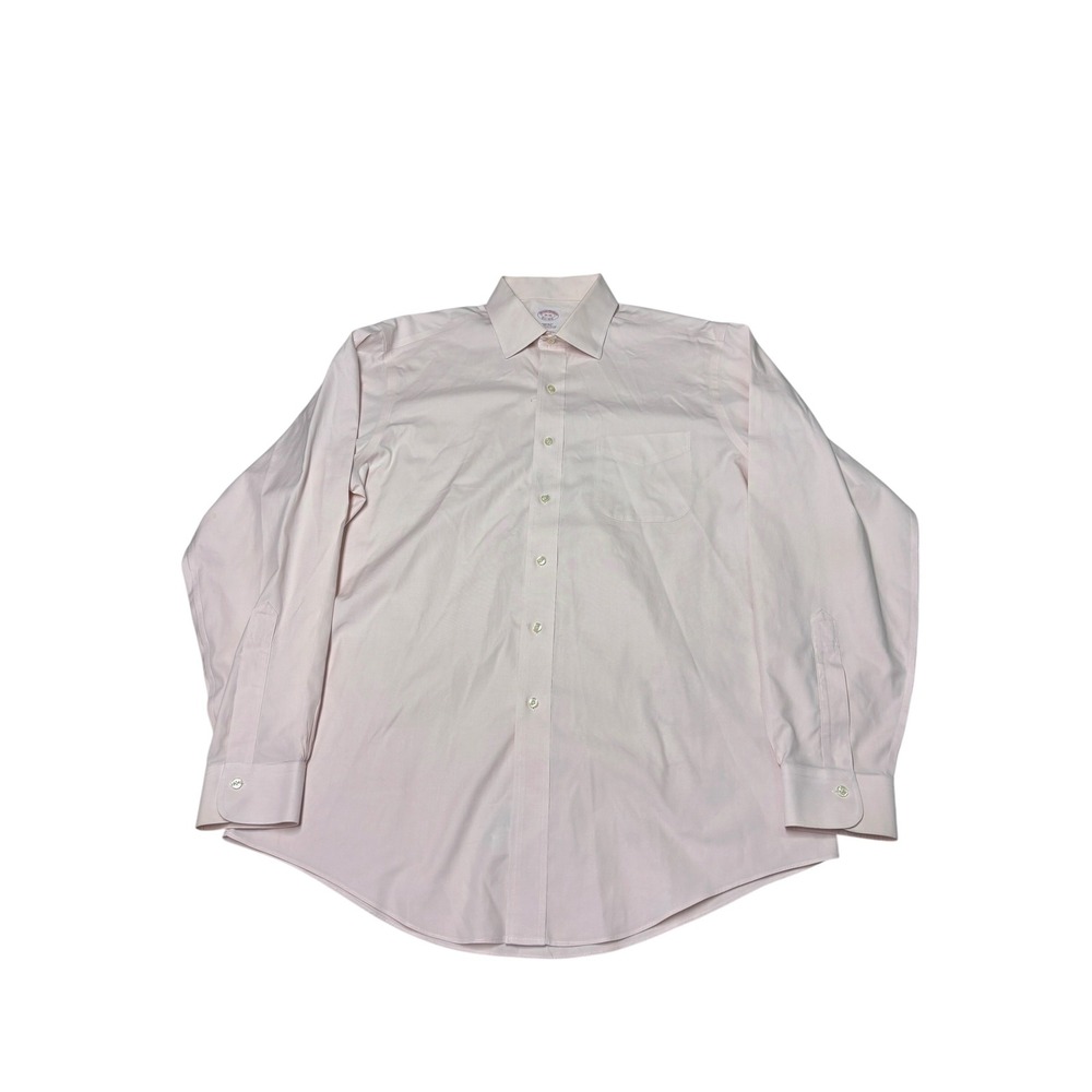 Brooks Brothers Regular Fit Non-Iron Pink Supima Cotton Dress Shirt 16-36 Mens